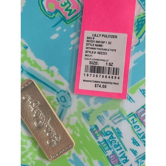💗 LILLY PULITZER Getaway Packable Philly Print Large Tote NEW WITH TAGS - Picture 9 of 12